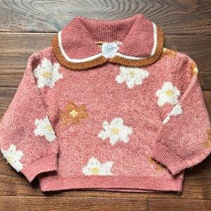 Zara Pink and White Floral Sweater